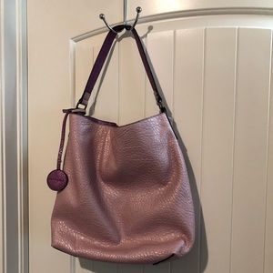 Leather-like reversible tote bag